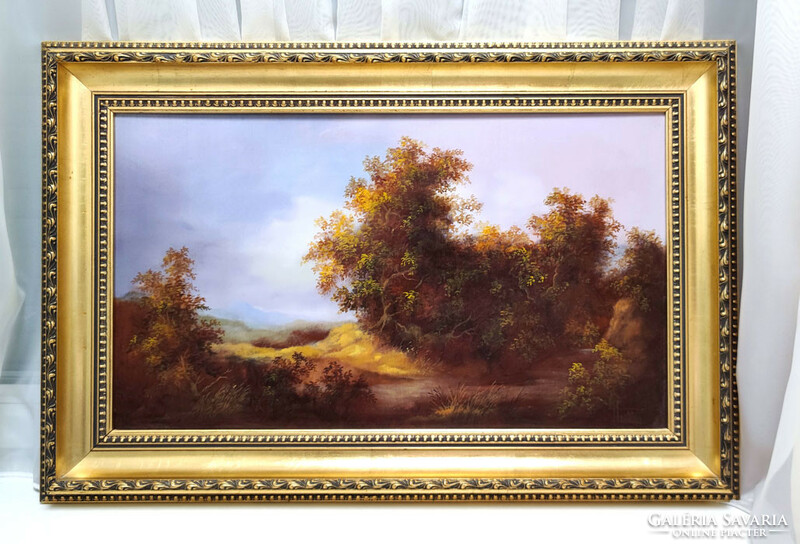 Huller Ágoston - Erdő részlet című olajfestménye 60 x 40 cm-es gyönyörű kerettel