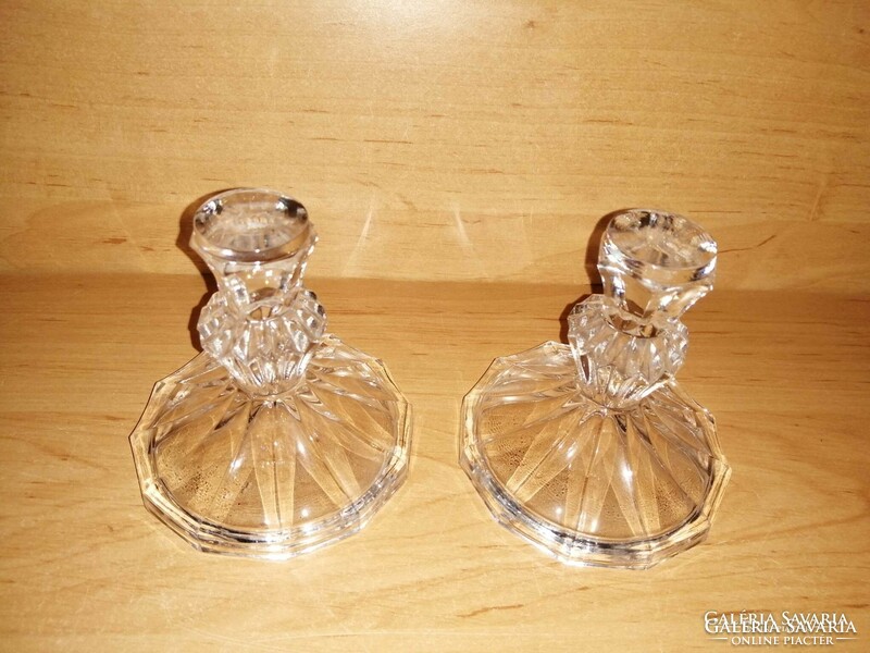 Pair of glass candle holders 10 cm high (22/d)