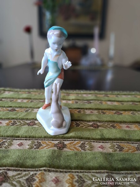 Aquincum porcelán fiú és nyuszi