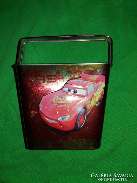Retro disney-pixar - fairy tales figurine metal plate toy/ stationery storage bucket with handle 12 x 14 x 8 cm