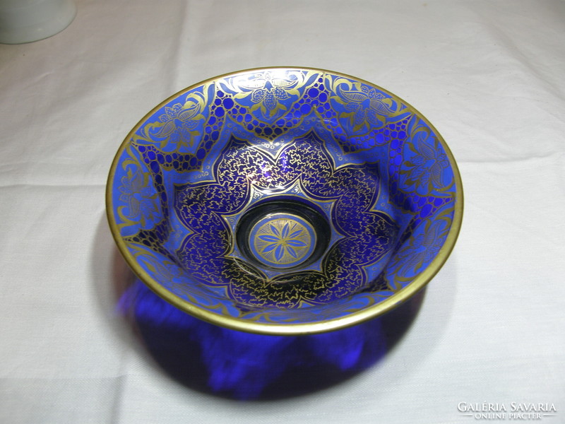 Beautiful hand painted blue base bowl