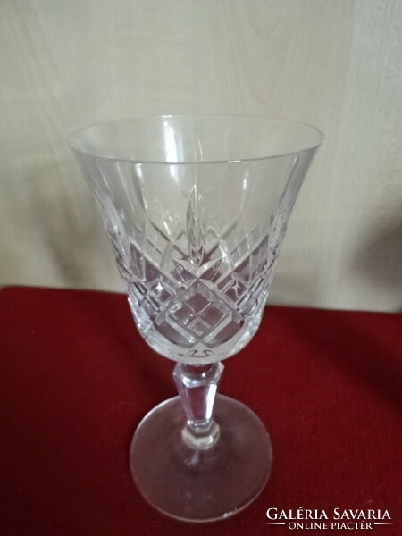Crystal lip glass, polished glass, base, height 17.5 cm. Jokai.