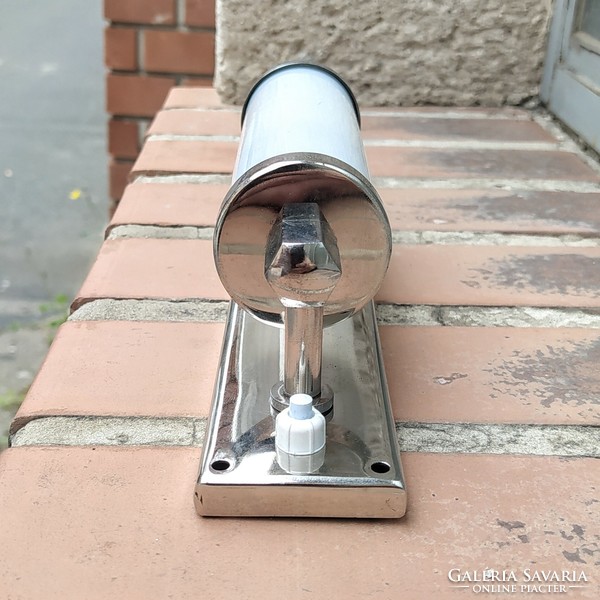 Bauhaus - art deco wall tube lamp renovated - milk glass cylinder shade