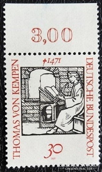 N674sz / Németország 1971 Thomas von Kempen bélyeg postatiszta ívszéli összezőszámos