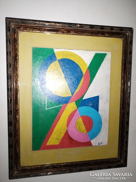 Abstract painting. A beautiful old painting attributed to a famous Hungarian painter. Signed.