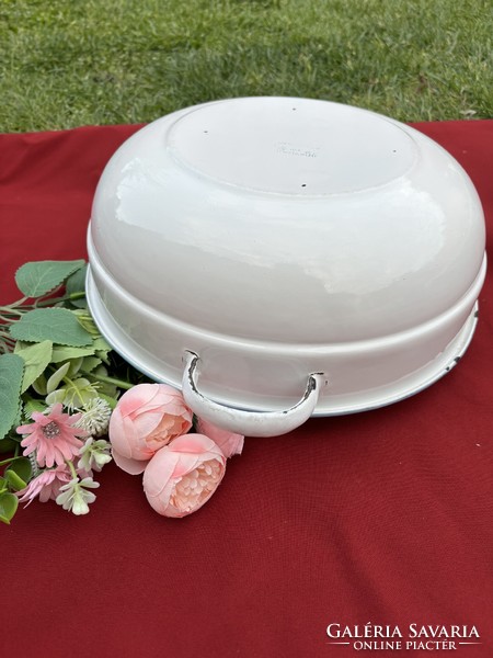 Enameled enameled Bonyhád peasant bowl stew grandmother's bowl with poppy antique nostalgia