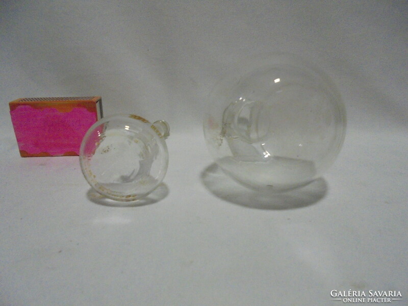 Two small flask bottles together - pharmacy, medical, chemical