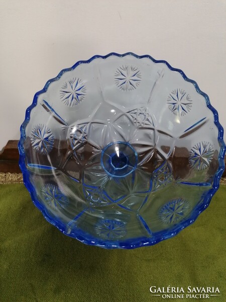 Blue glass base table centerpiece offering, fruit holder
