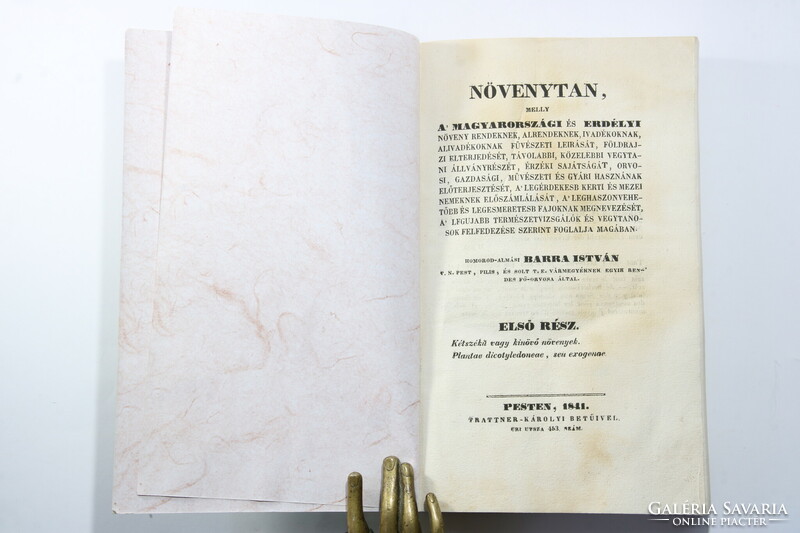 1841 - István Barra's herbal book - botany - complete copy rare piece !!