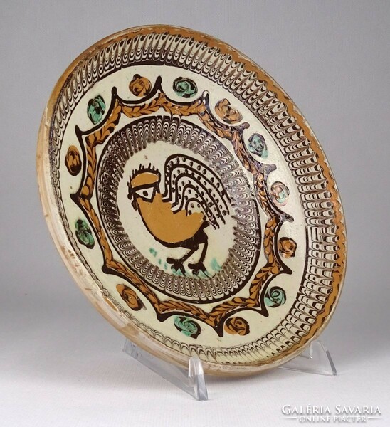 1R289 antique xix. Century ceramic bowl with birds 20.5 Cm