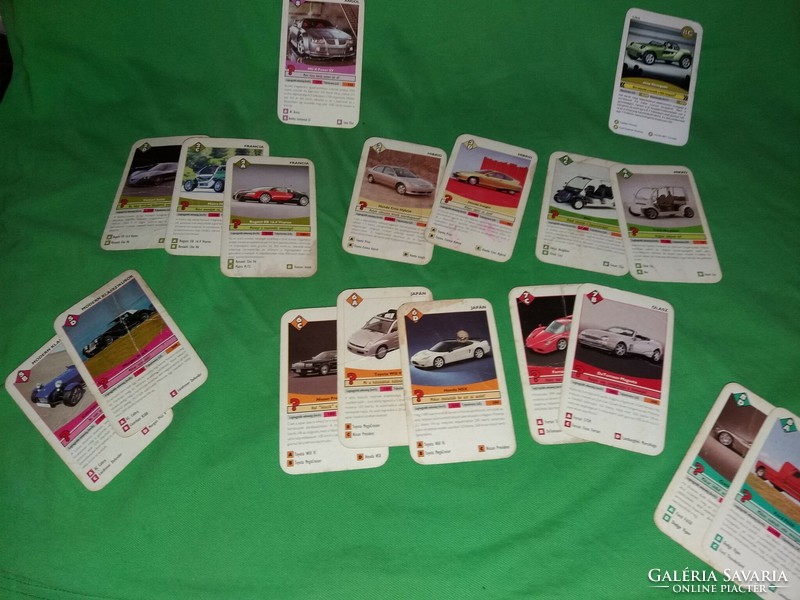 Retro car card game cards to fill gaps according to the pictures