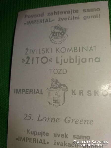 Old chewing gum - lorne hyman greene (bonanza - galaxy series) actor card from the former Yugoslavia