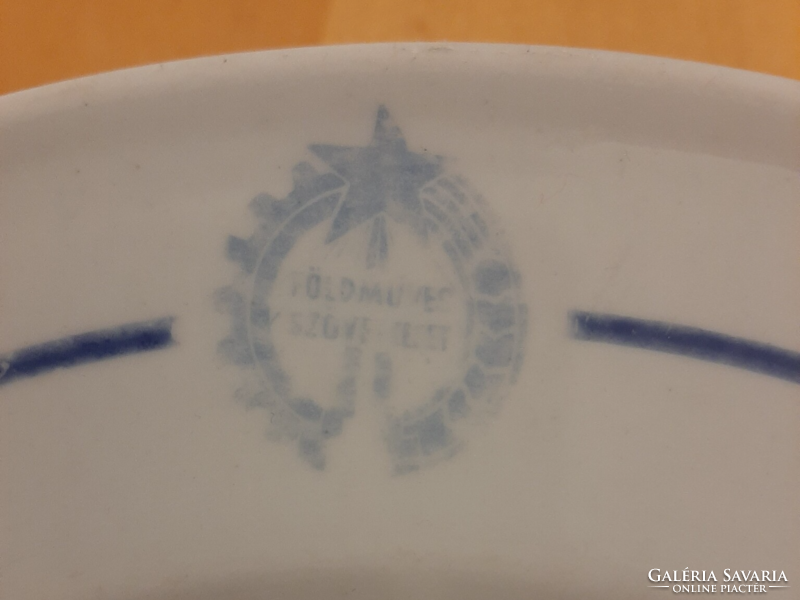 Kőbánya porcelain farmer association inscription, deep plate with logo 23.8 cm