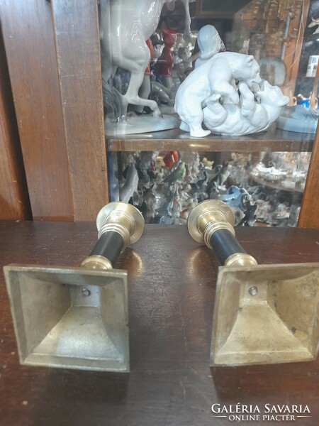 Copper-bronze empire, pair of empire candle holders. 15 Cm.