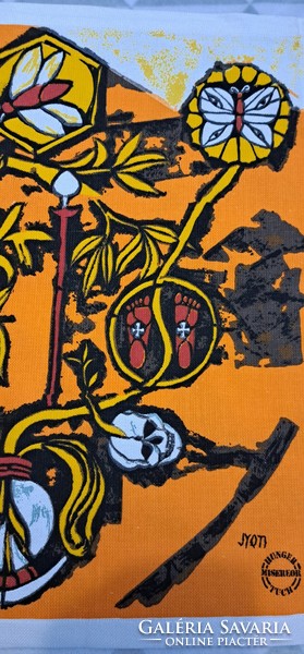 Falikárpit, Jyoti szignós textilkép, keresztény vallásos éhségkendő 4 (M4688)