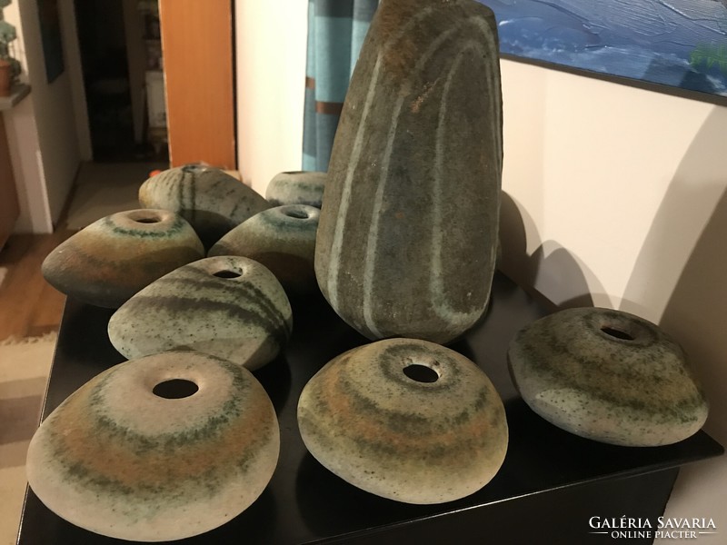 Ágoston Simó: pebble vases - 11 together (m103)