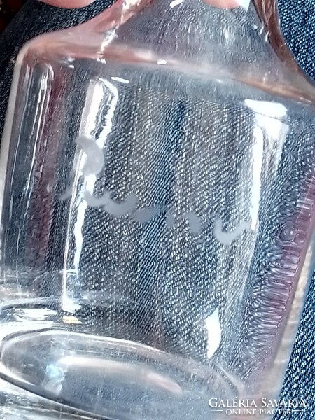 Antique old small rum wine liquor glass bottle with pouring glass stopper oil vinegar 12.5 cm