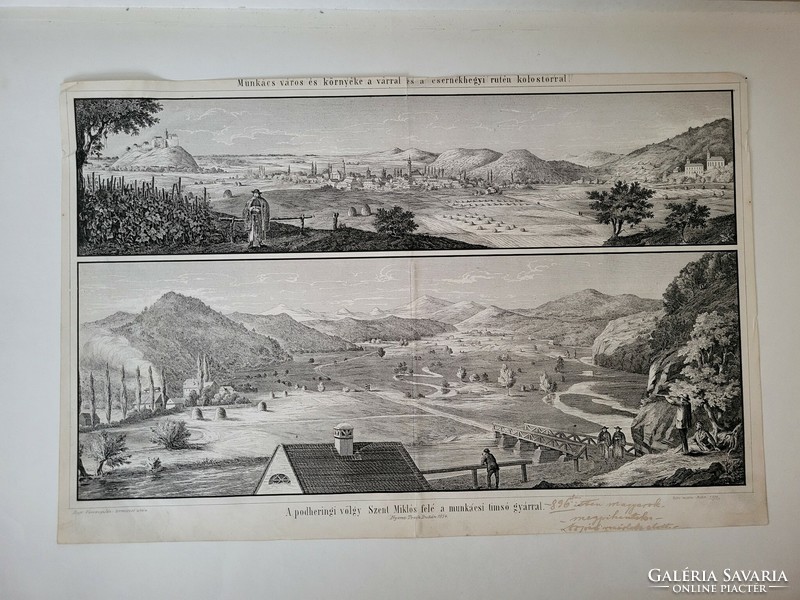 1854 The town of Munkács and its surroundings with the castle and the monastery on Csernhegyi ruték