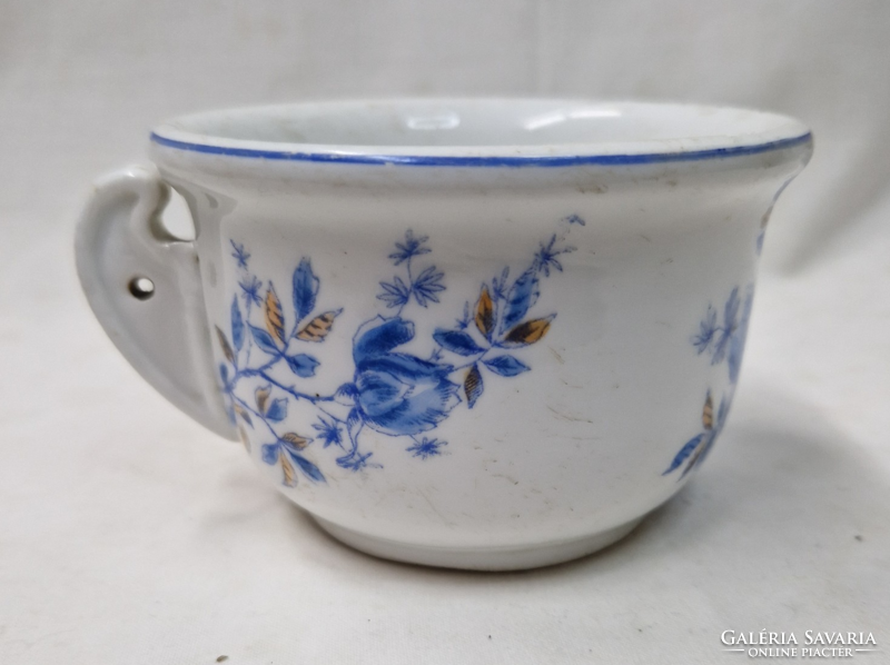Flower-patterned, old coma mug, thick-walled, also painted on the bottom