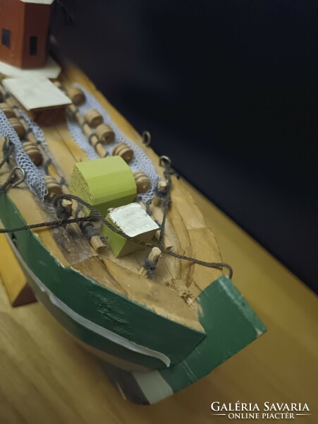 Unique wooden fishing boat model