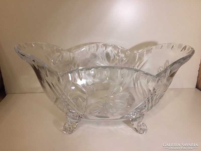 Nagy, metszett kristályüveg kínáló tál, kosár - crystal glass bowl (70)