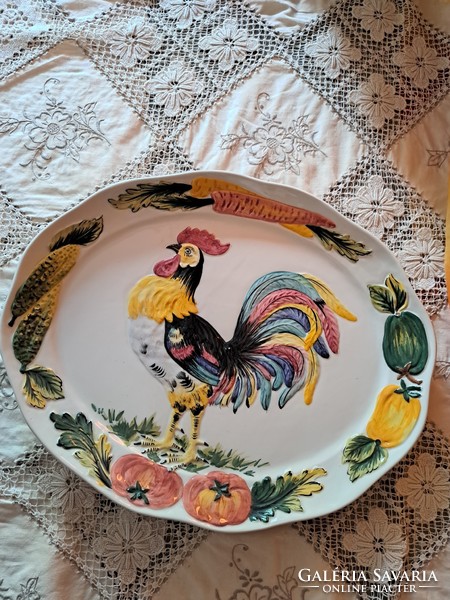 Large plate with rooster