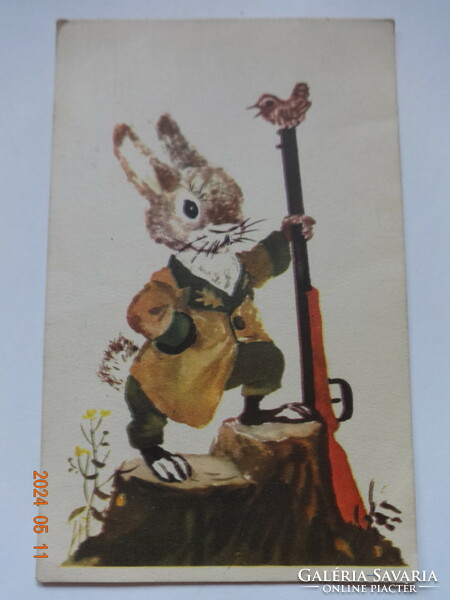 Régi grafikus húsvéti üdvözlő képeslap - Reich Károly rajz