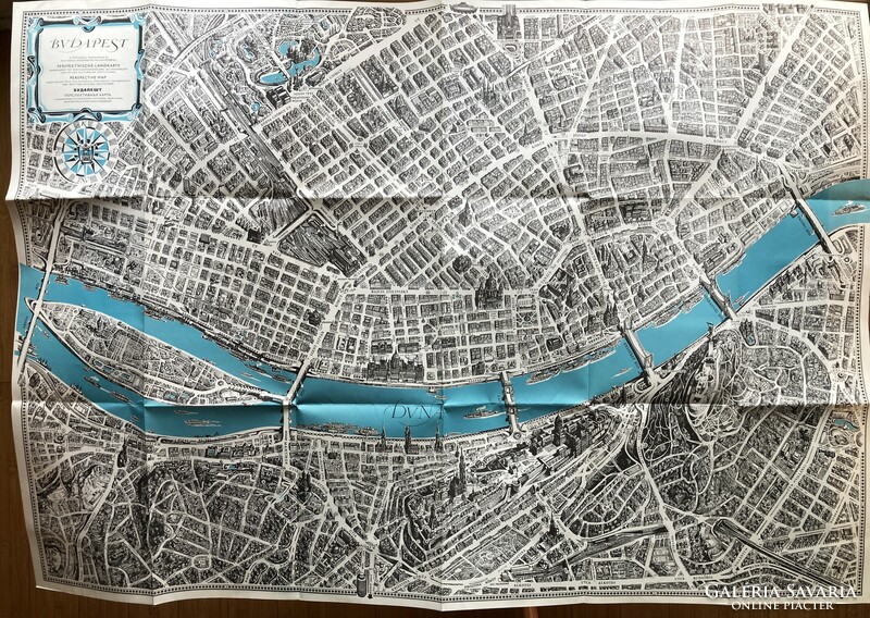 Budapest távlati térképe, 1972. Tervezte és rajzolta: Mácsai István és Kass János