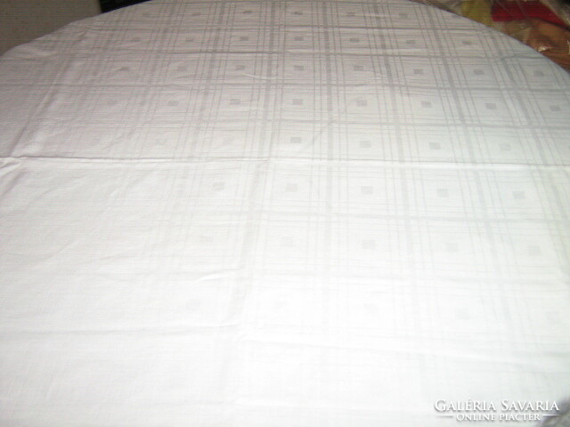 Beautiful white checkered damask tablecloth