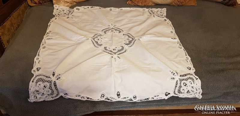 White cotton ribbon tablecloth 80x80cm