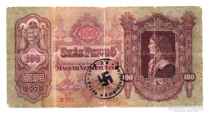 100 Pengő 1930 with overstamp