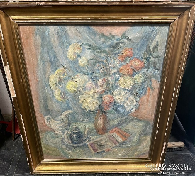 Vén emil: flower still life with teapot auctioned!!!
