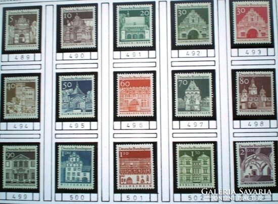 N489-503 / Németország 1966 12. századi épületszerkezetek bélyegsor postatiszta