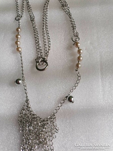 Sold out!!! Long (80 cm) necklace decorated with silver-plated pearls