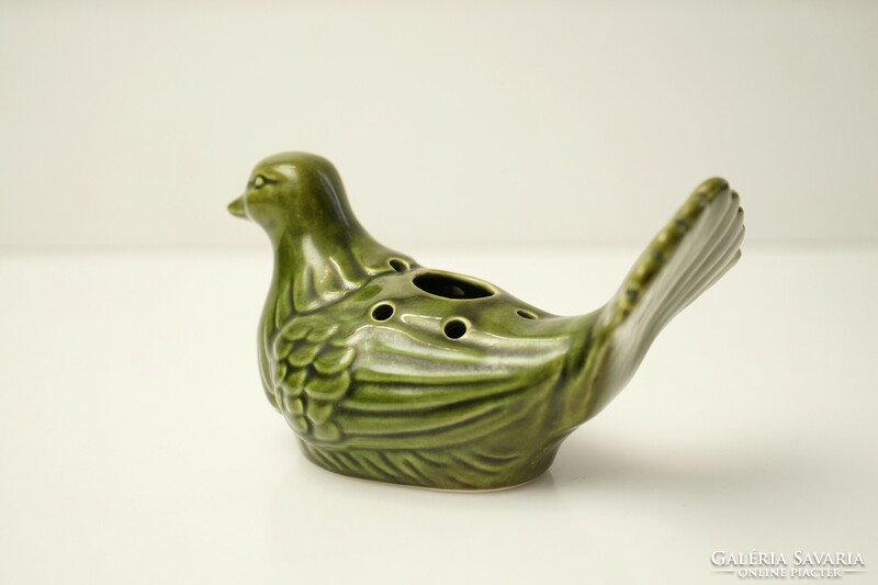 Old ceramic dove candle holder figure / retro old / green / waterers