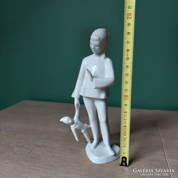 Kőbányai ( Drasche  ) Porcelán  lány bohóccal Porcelán figura