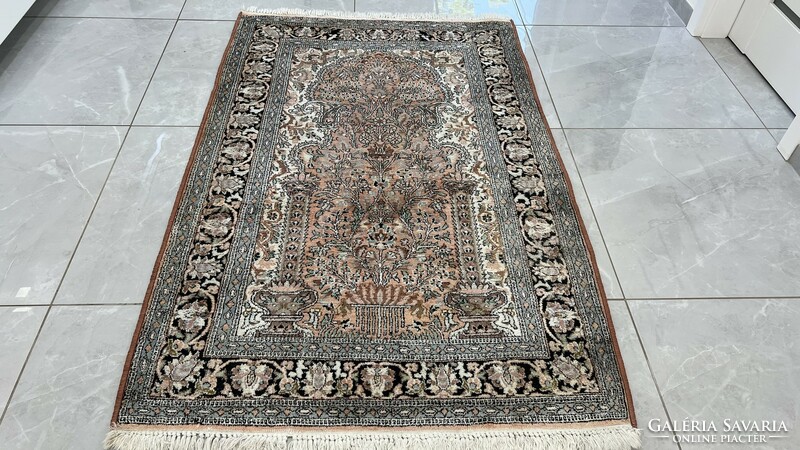 3630 Cashmere caterpillar silk isfahan handmade Persian carpet 98x152cm free courier