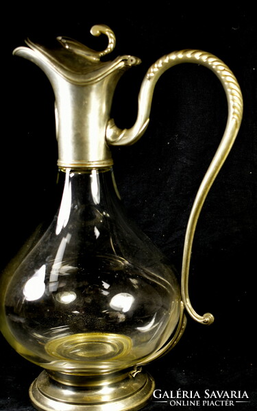 Beautiful pewter mounted French beverage pouring decanter!