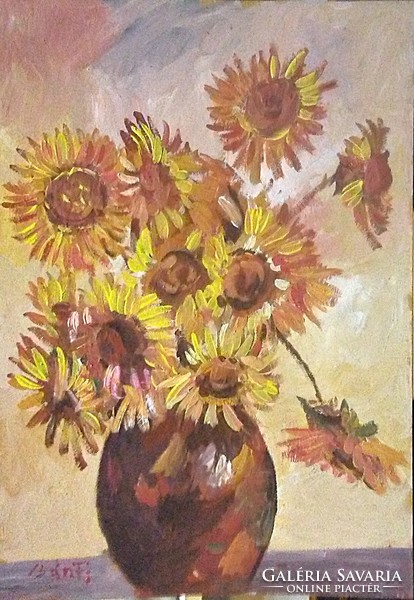 Painting (02/15) - Bánfi: still life (oil, cardboard, 35x50 cm)