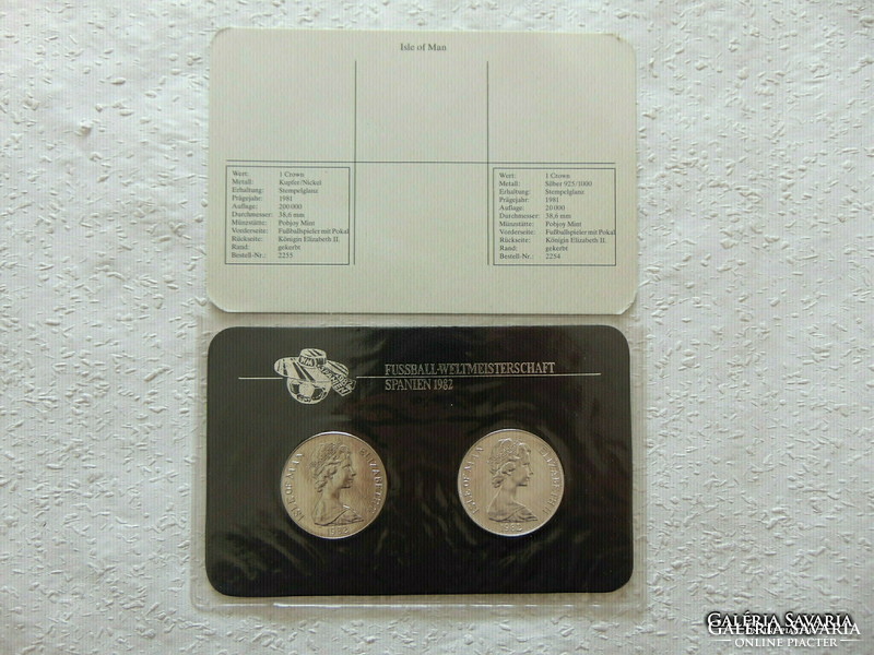 Anglia 1 crown 1982 bliszterben ezüst + nikkel pár ! 01