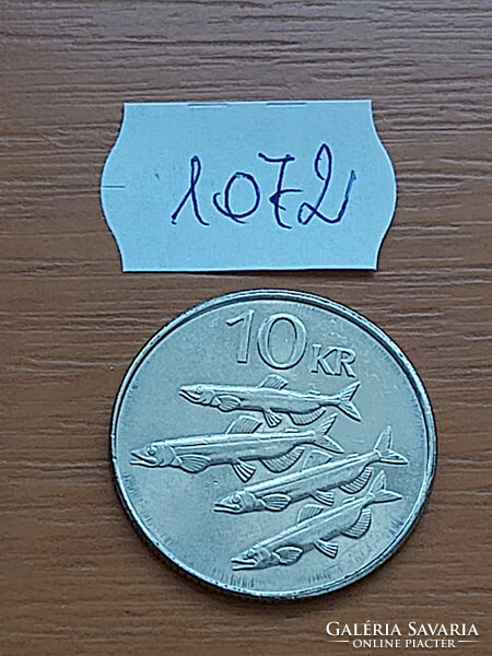 Iceland 10 kroner 2008 steel with nickel plating, hooded fish 1072