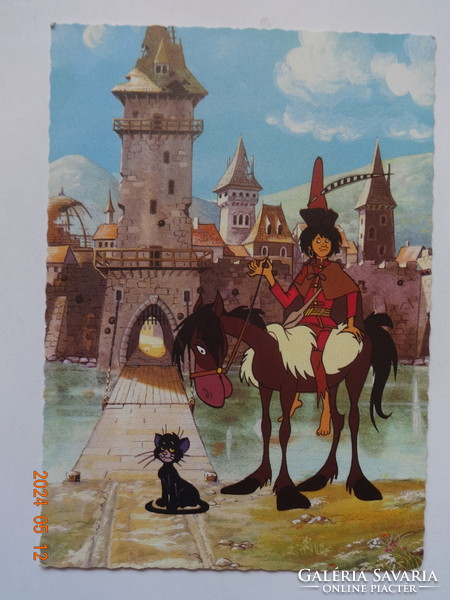 Régi grafikus mesefigurás képeslap, postatiszta:  a Saffi c. rajzfilm alapján (Pannónia Filmstúdió)