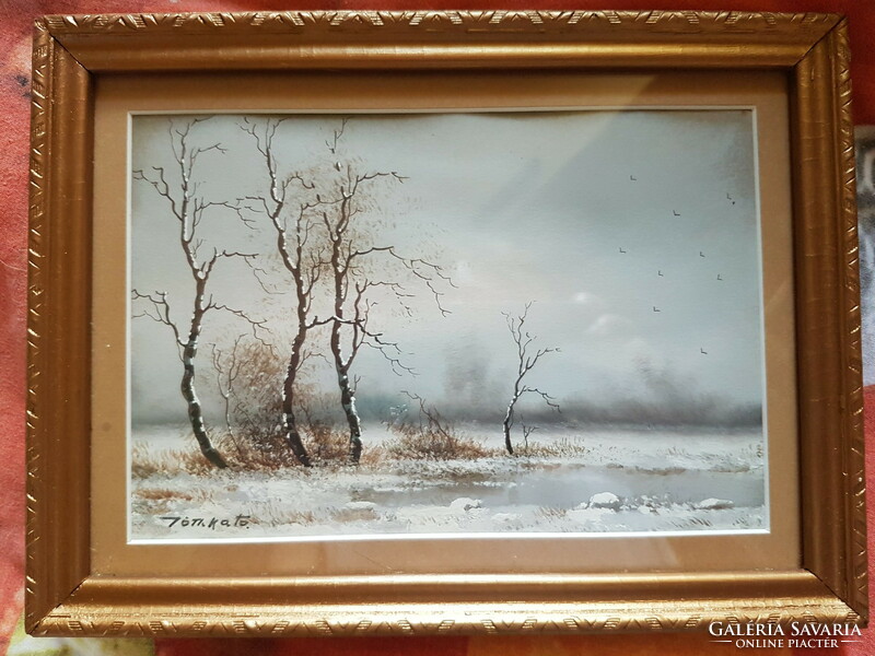 Kató Tóth (painter) pastel --- winter landscape in a nice frame --- good price, - contemporary work