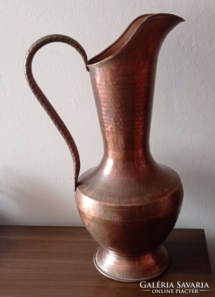 Huge red copper pourer, jug 67 cm