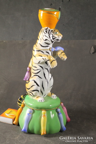 Porcelán cirkuszi tigris gyertyatartó 918