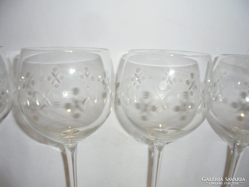 Six giant polished stemmed glasses, goblet - together - 26.5 cm