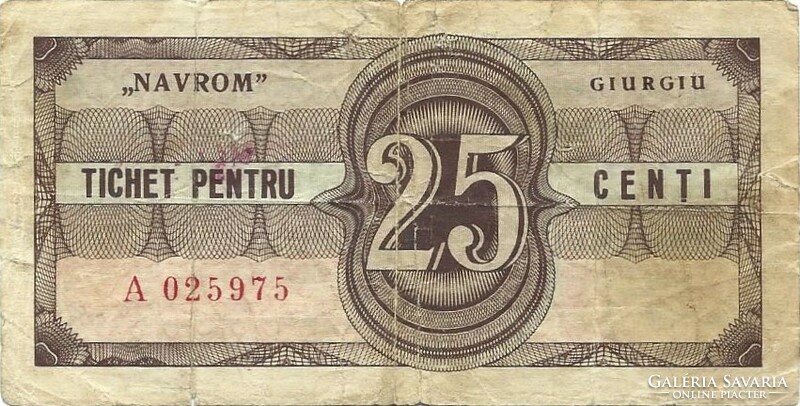 25 cent 1970 Románia "Navrom" Giurgiu Tichet pentru 25 centi