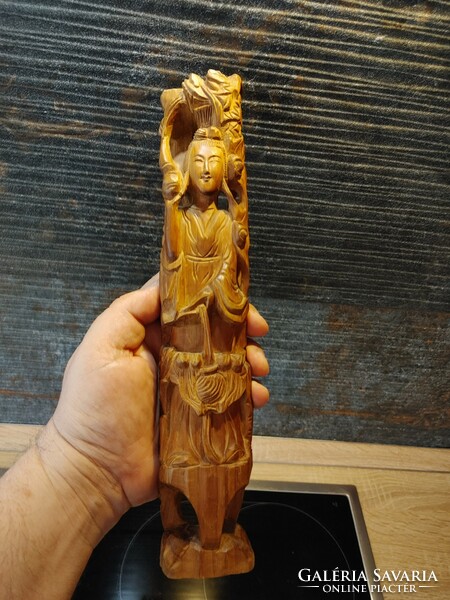 Faragott fa szobor /keleti, india, budha/  31 cm