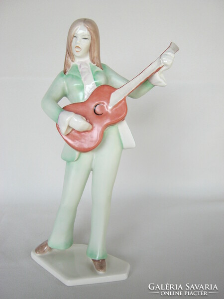 Aquincum porcelain retro girl with guitar large size 25 cm