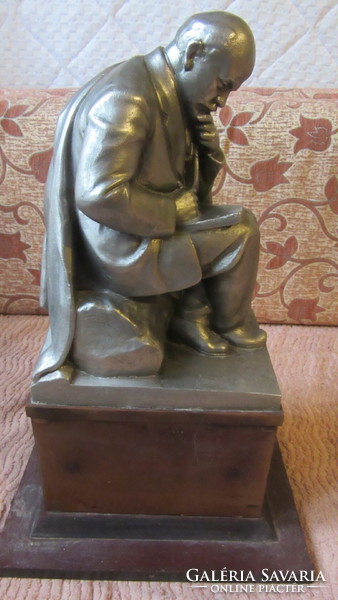 Seated / writing statue of Lenin with Russian inscription